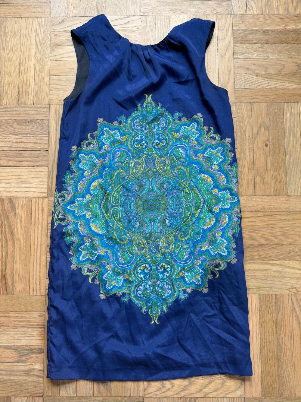Zara Navy One-Piece Dress with Teal & Aqua Mandala Print